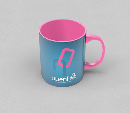 logo openlink sur une tasse